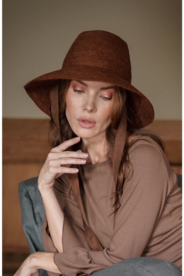The Meg Jute Straw Hat, Alternate, color, Burnt Sienna