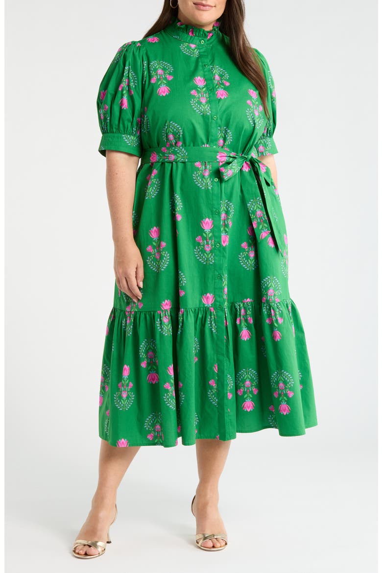Floral Giles Shirtdress, Main, color, GREEN/ PINK