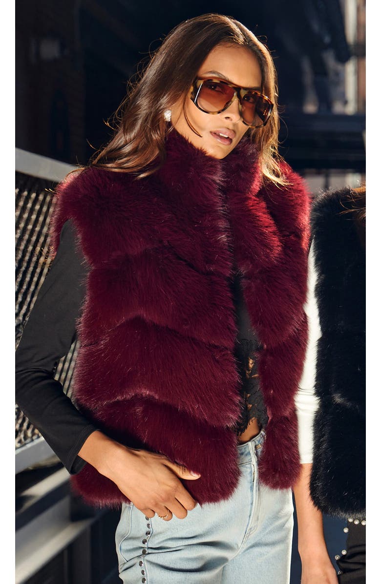 Generation Love Rosario Faux Fur Vest, Main, color, Red