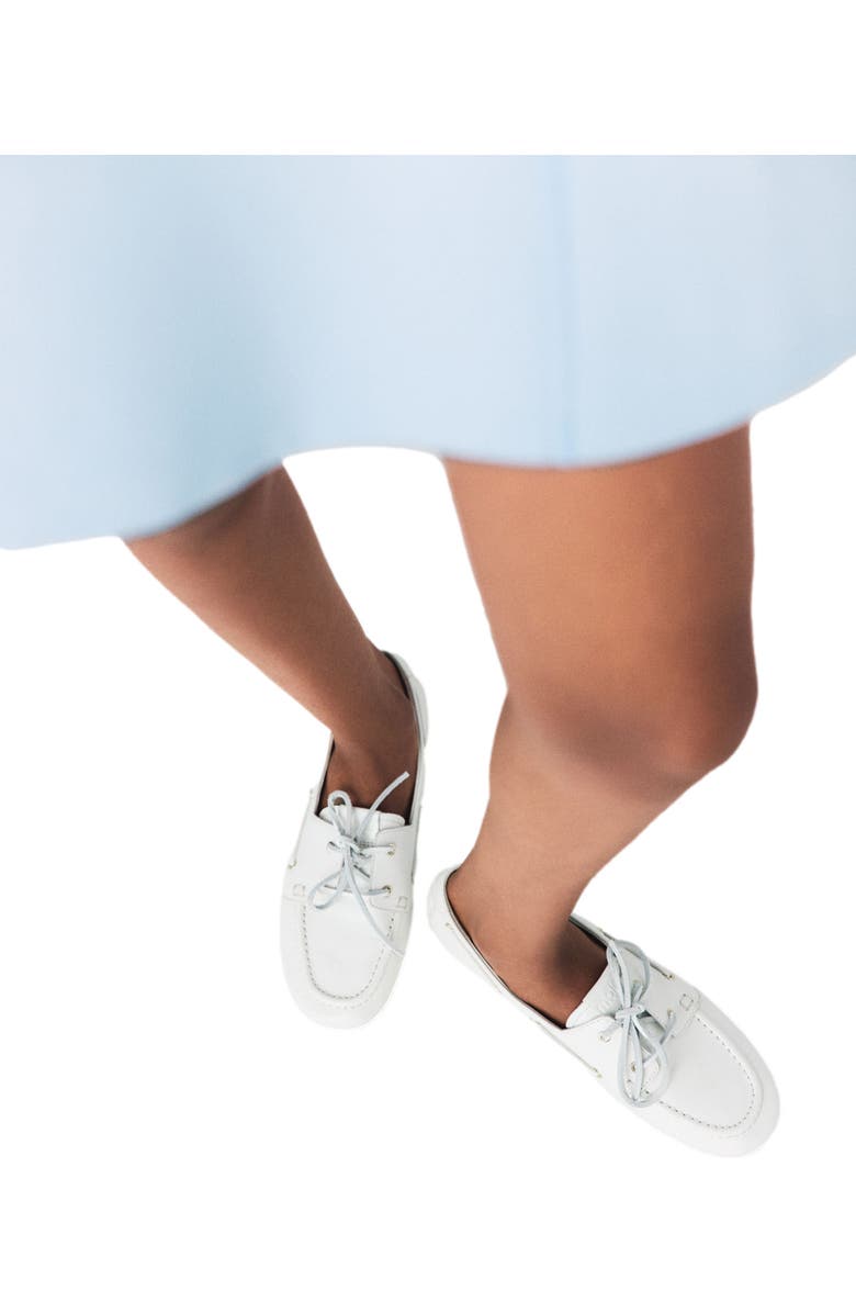 maje Leather boat shoes, Alternate, color, White