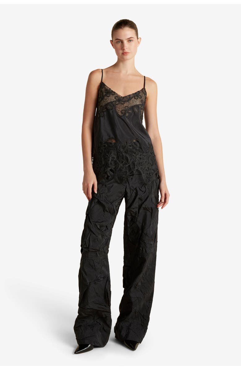 Marina Moscone Crushed Pinstripe Parachute Trouser, Alternate, color,
