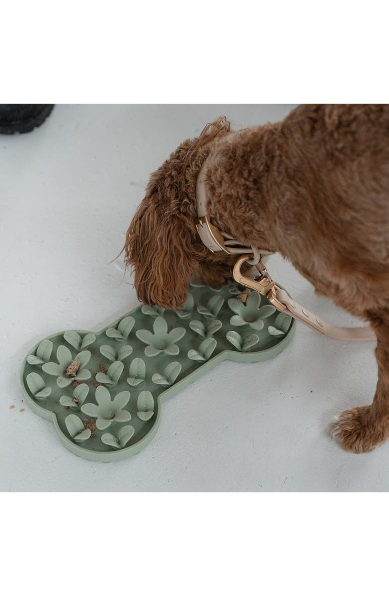 Dexypaws Enrichment Snuffle Mat Sage Green Bone Textured Dog Feeding Pad, Alternate, color,