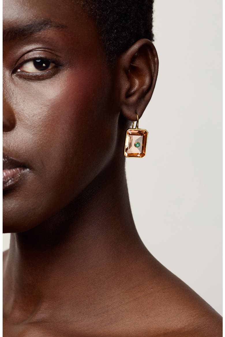 Emerald Cut Tile Earrings, Alternate, color, PINK