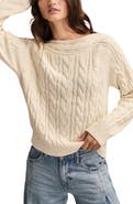 Lucky Brand Cable Stitch Boat Neck Cotton Sweater