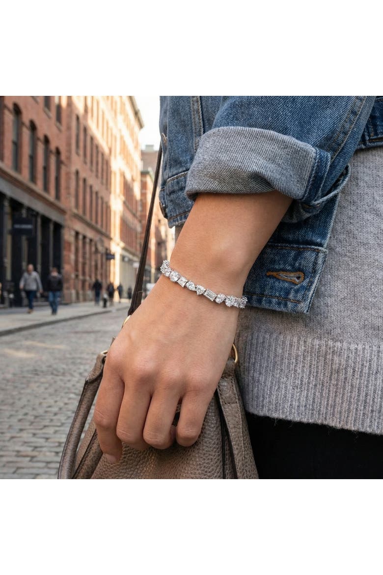 F/VS 15Ct Mixed Fancy Cut Diamond Tennis Bracelet 14k Gold Lab Grown 7", Alternate, color, 14k White Gold