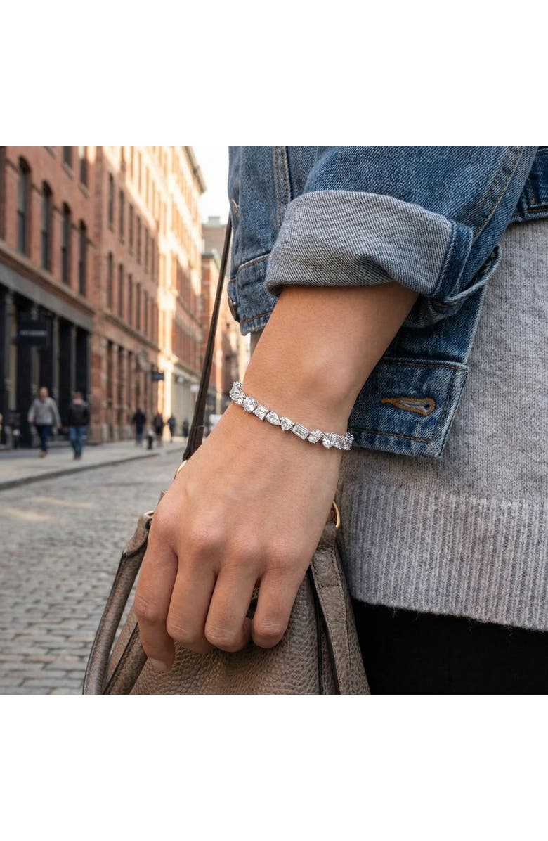 Bliss Diamond F/VS 15Ct Mixed Fancy Cut Diamond Tennis Bracelet 14k Gold Lab Grown 7", Alternate, color, 14K White Gold