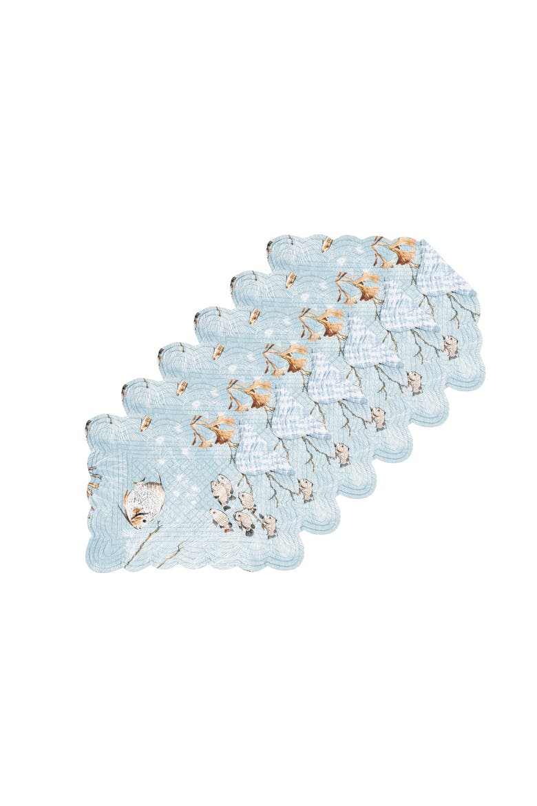 Meraki Island Quilted Reversible Blue Coastal Placemats Set of 6, 13" x 19", Alternate, color, Blue