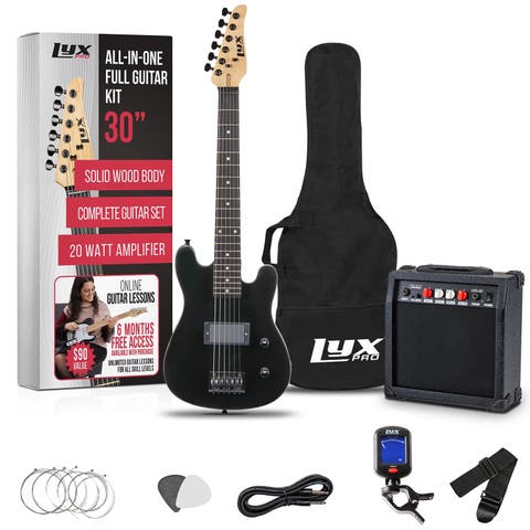30 Beginner Electric Guitar Kit with 3/4 Size Guitar, Amp, Six Strings and More