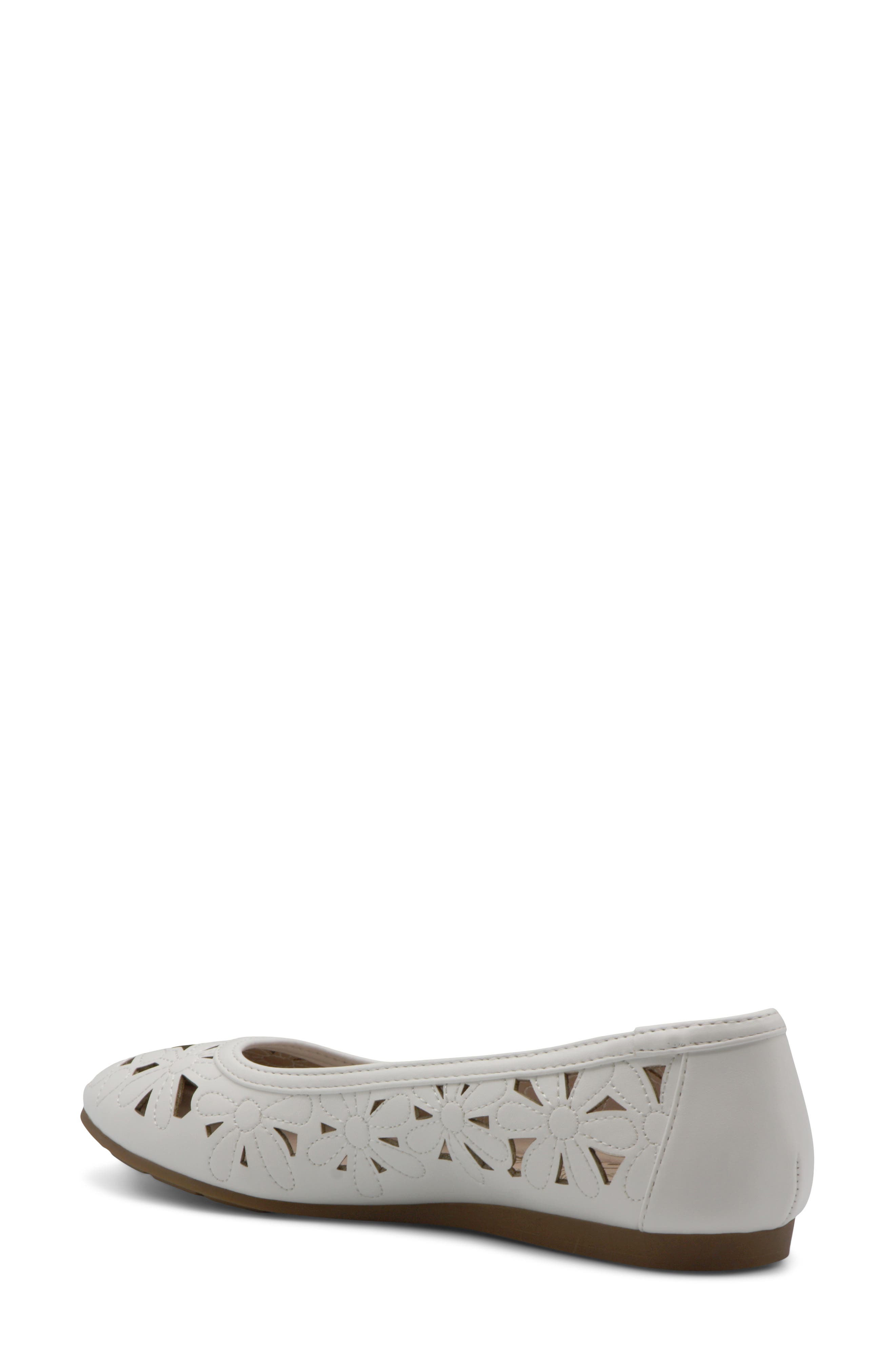 Charlann Faux Leather Skimmer Flat, Alternate, color, WHITE
