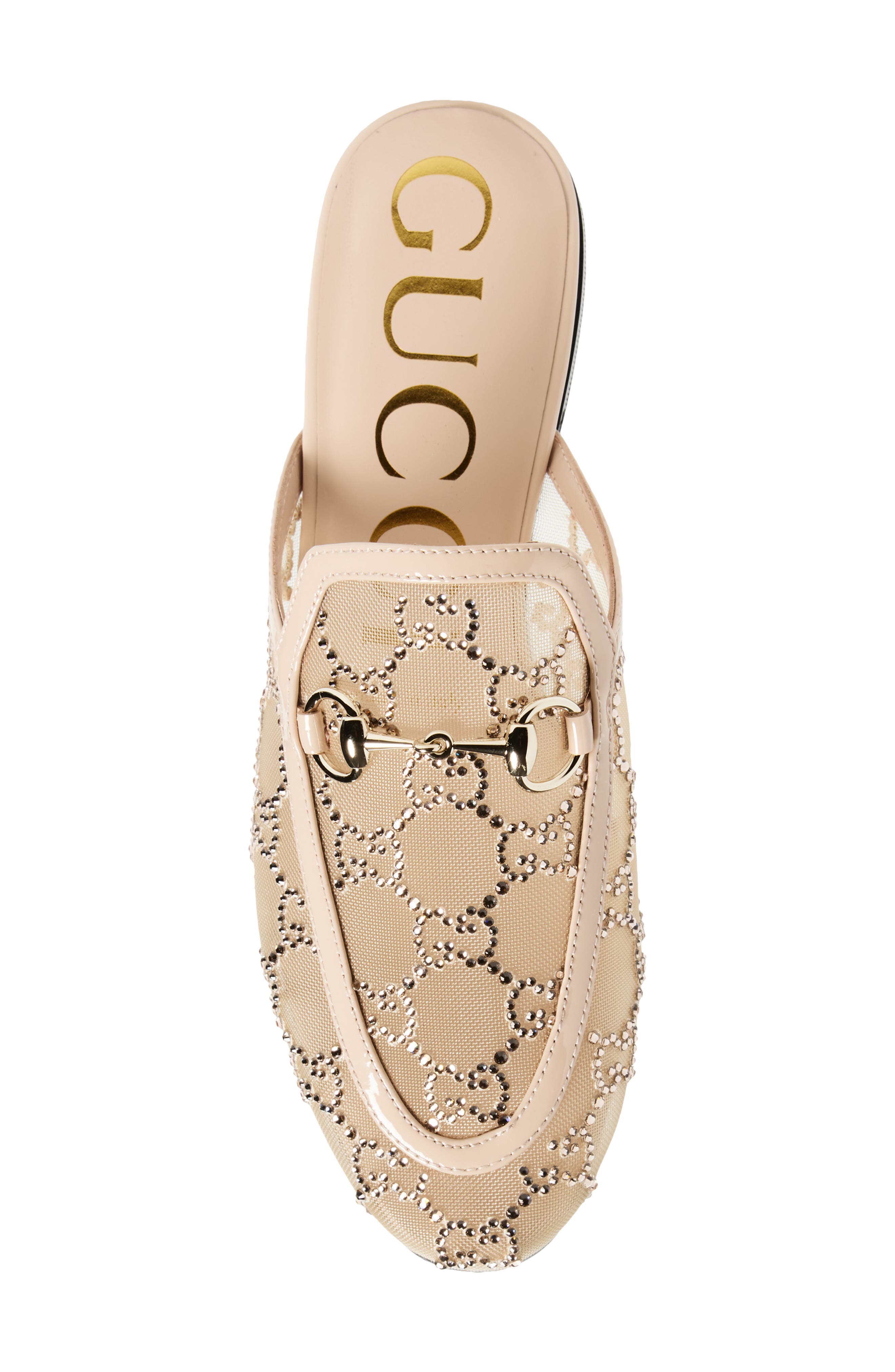 Gucci Princetown GG Crystal Mesh Horsebit Mule, Alternate, color, 681 Shell Pink