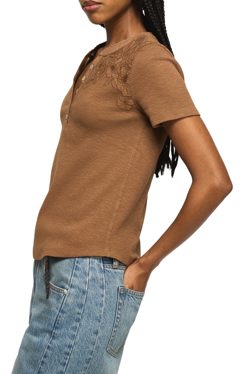Lucky Brand Cutwork Henley Top, Alternate, color, Pecan Pie