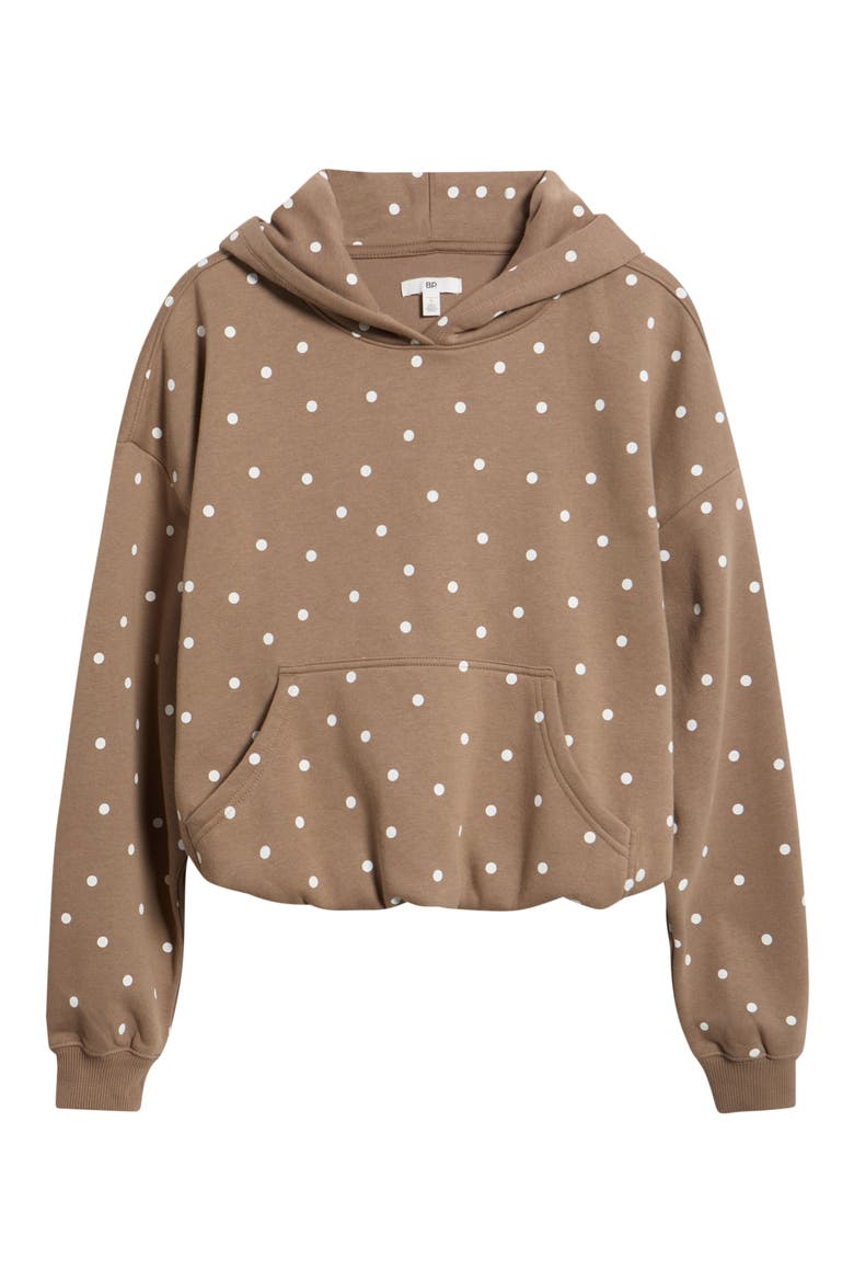 Printed Oversize Bubble Hem Hoodie, Alternate, color, BROWN T- WHITE COZY DOT