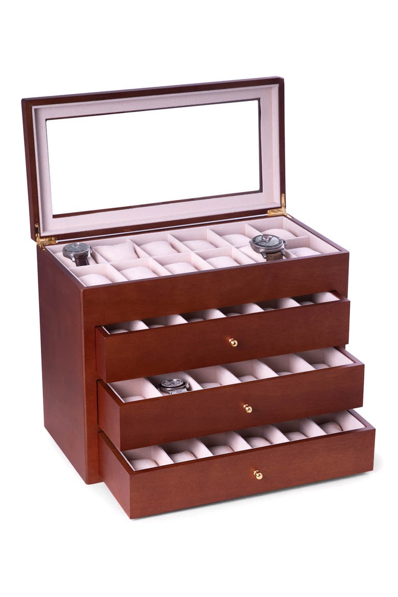 Wood Watch Box, Alternate, color, BROWN