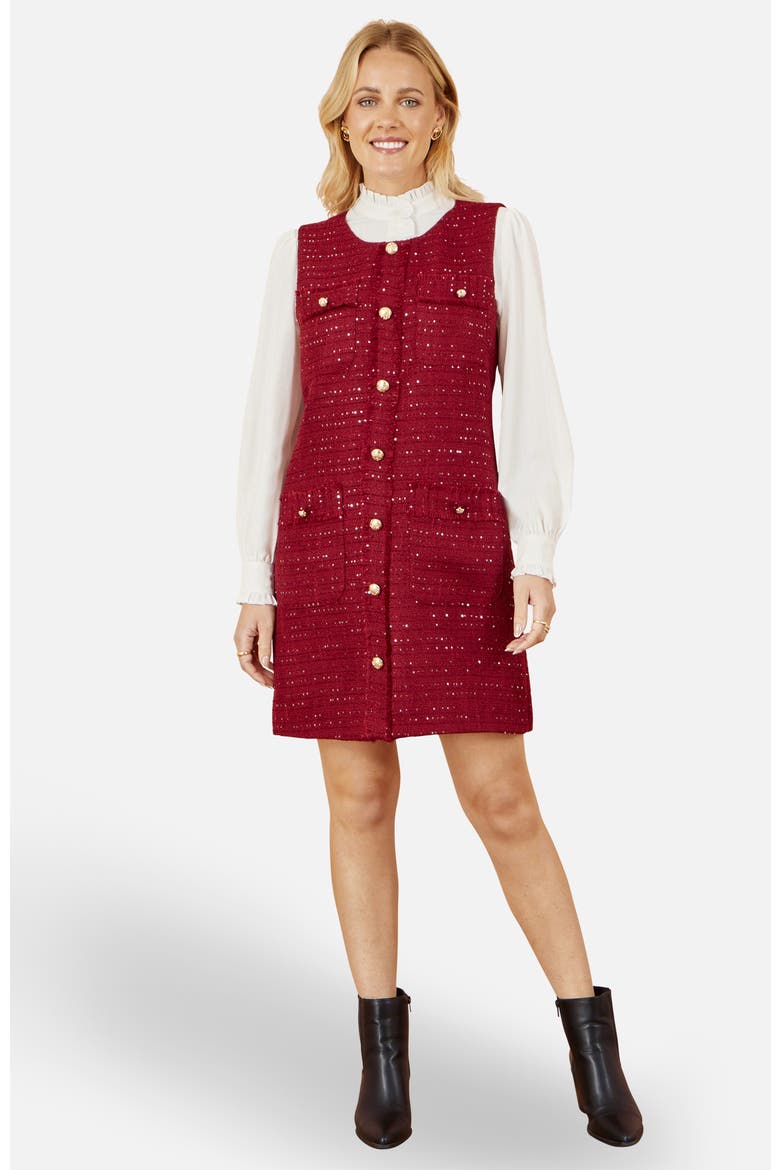 Boucle Tunic Dress, Main, color, Burgundy