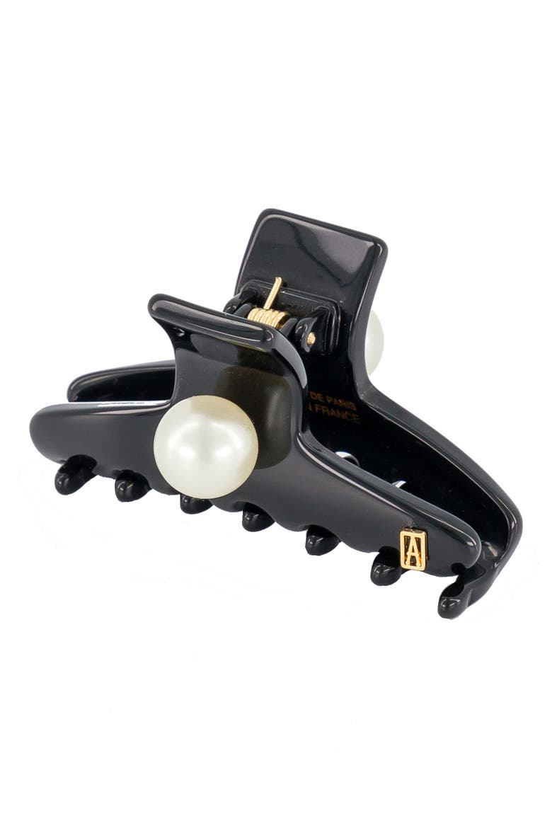 Imitation Pearl Embellished Hair Clip, Main, color, BLACK