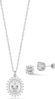 GLAZE JEWELRY CZ Stud Earrings & Pendant Necklace Set