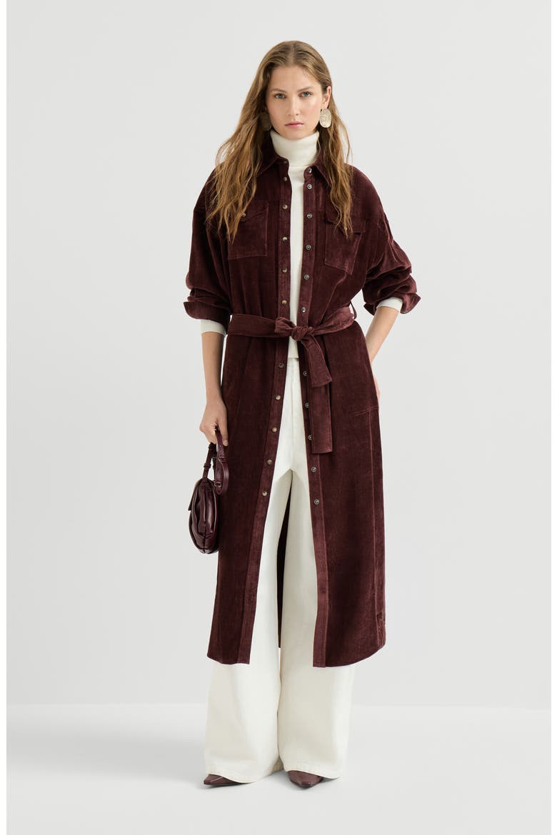 Fluid Corduroy shirt dress, Alternate, color, Wine