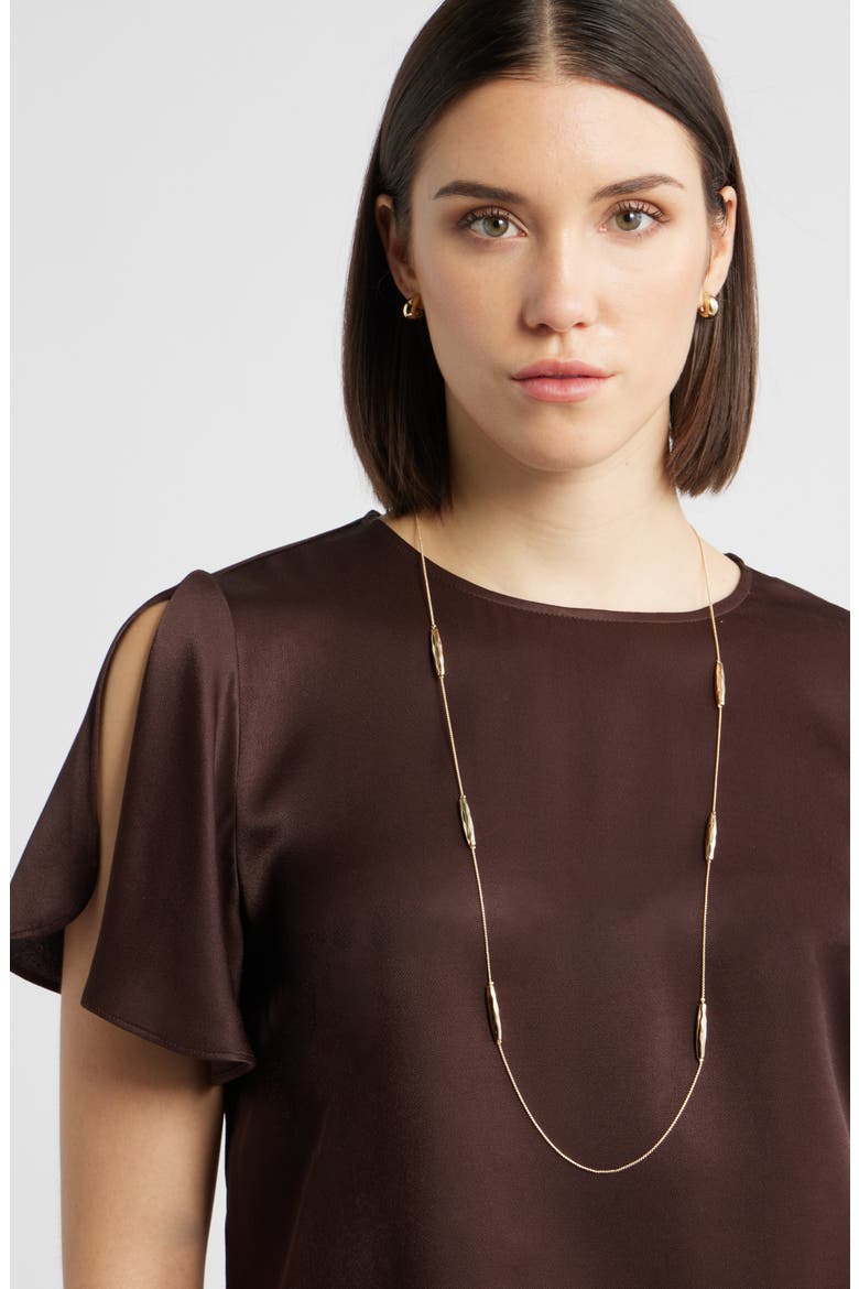 Molten Bead Station Necklace, Alternate, color, GOLD
