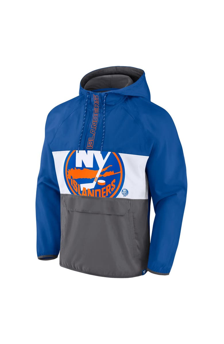 FANATICS Men's Fanatics Branded Royal New York Islanders Flagrant Foul Anorak Raglan Half-Zip Hoodie Jacket, Alternate, color, 