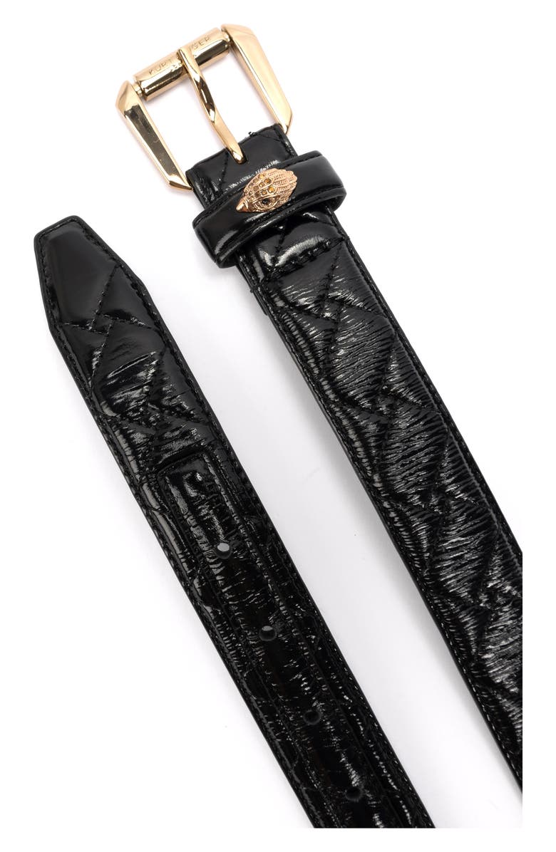 Kurt Geiger London Kensington Quilted Patent Leather Belt, Alternate, color, 