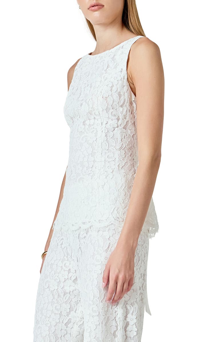 Endless Rose Lace Sleeveless Tie Back Top, Alternate, color, White