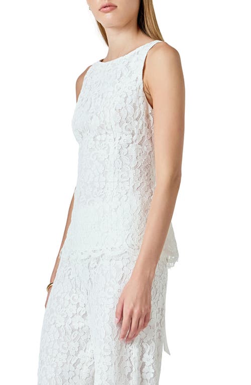 Endless Rose Lace Sleeveless Tie Back Top In White