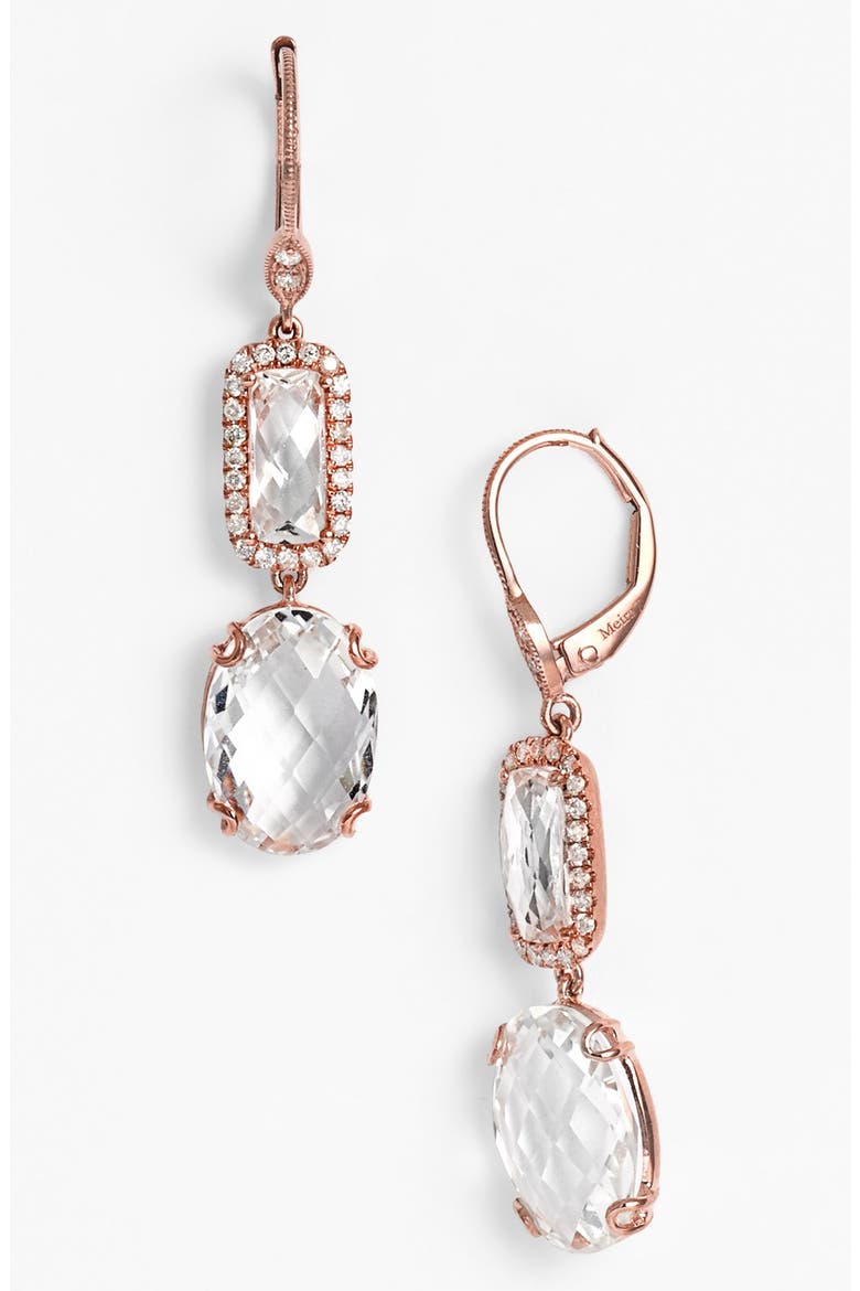 MeiraT Topaz & Diamond Drop Earrings, Main, color, WHITE TOPAZ/ ROSE GOLD