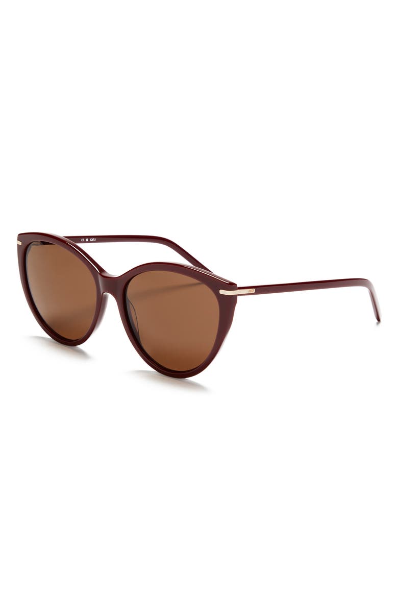 PAIGE Riley 59mm Cat Eye Sunglasses, Alternate, color, Burgundy With Brown Lens