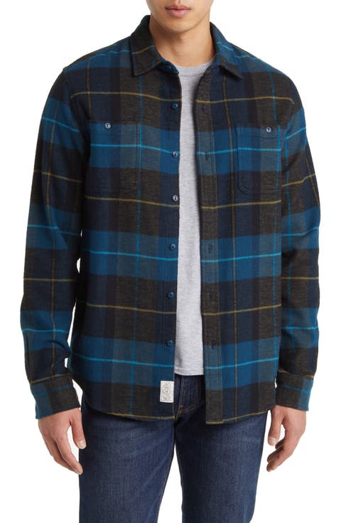 Two-Pocket Long Sleeve Flannel Button-Up Shirt