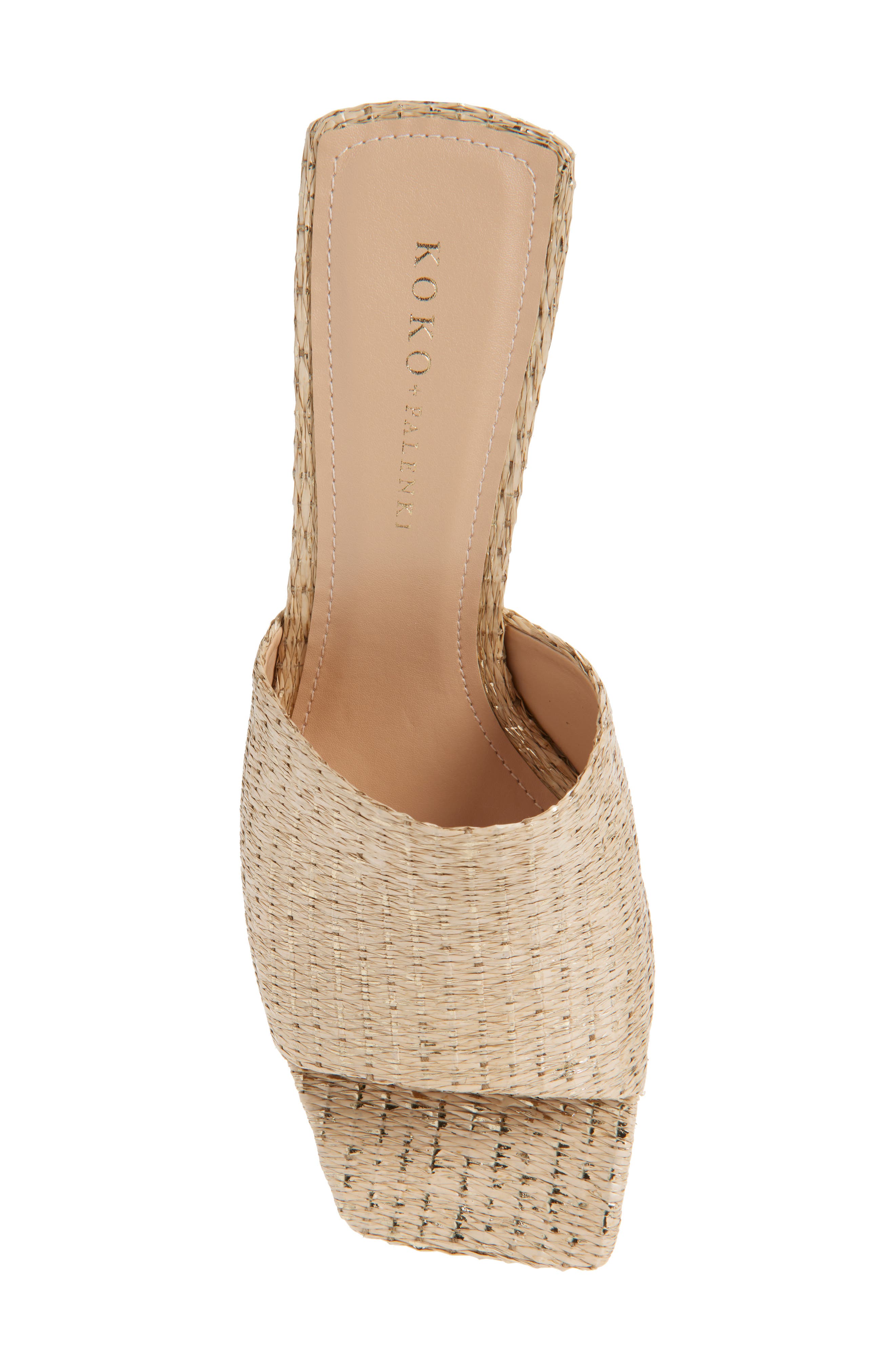 KOKO + PALENKI Talo Wedge Slide Sandal, Alternate, color, Gold Metallic Fabric