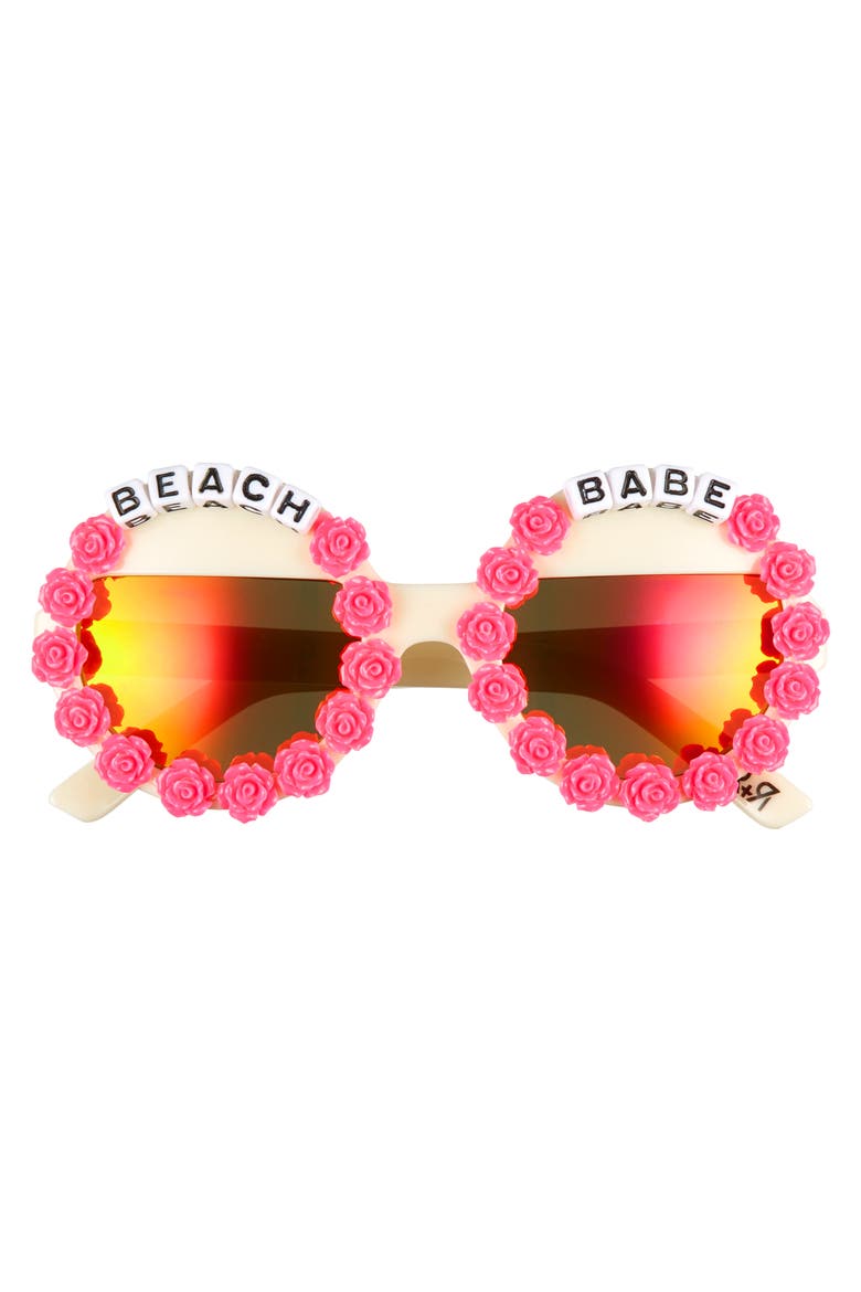 Beach Babe Round Sunglasses, Alternate, color, CREAM/ HOT PINK