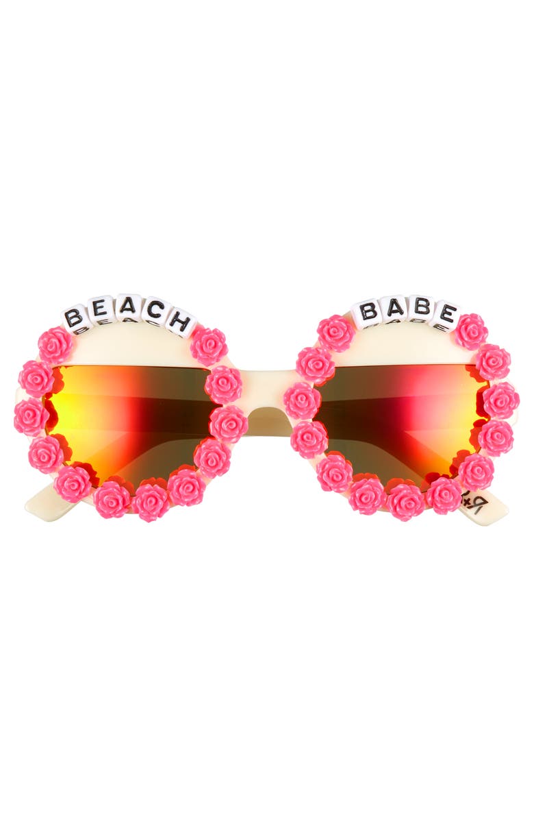 Rad + Refined Beach Babe Round Sunglasses, Alternate, color, Cream/ Hot Pink