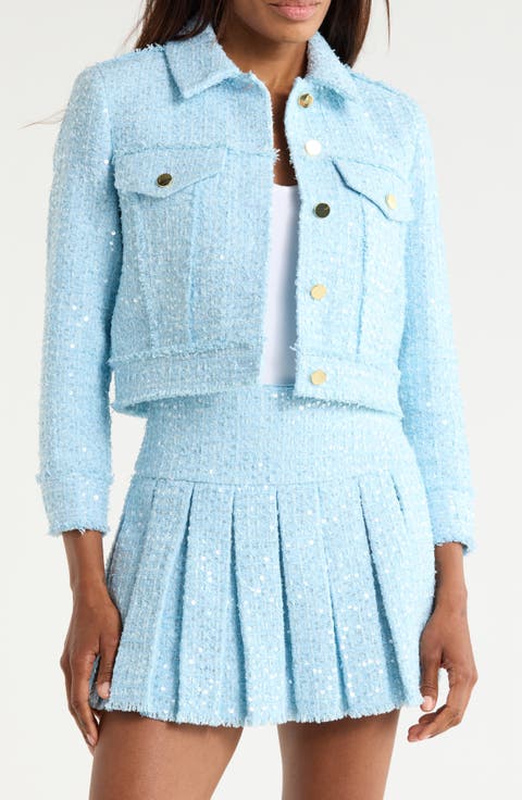 Chloe Sequin Embellished Tweed Crop Jacket