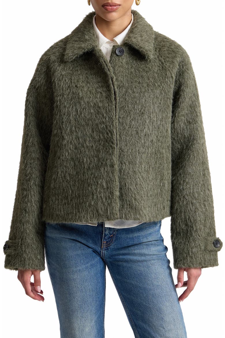 Crop Woolly Jacket, Main, color, BASIL