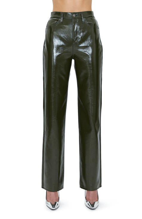 Cassie Super High Waist Straight Leg Faux Leather Pants