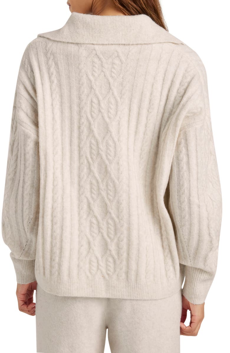 Splendid Stassi Cable Polo Sweater, Alternate, color, Oat Heather