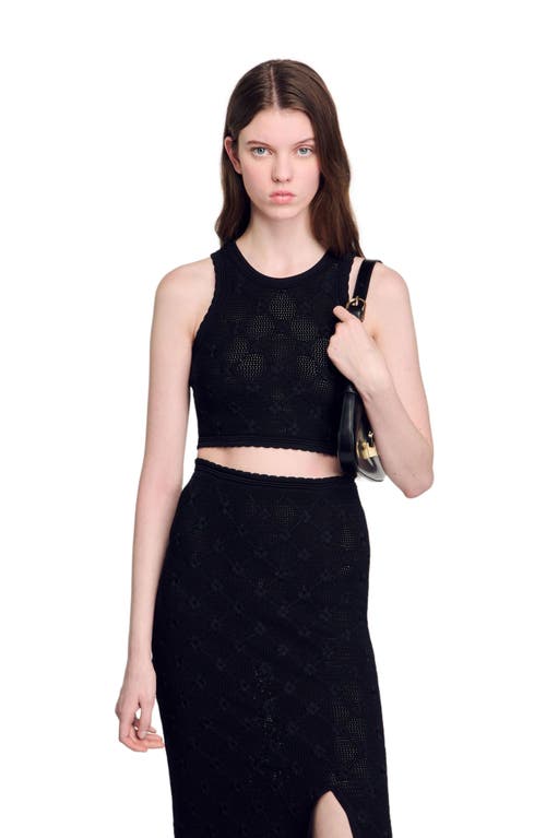 Sandro Alerio Floral Knit Tank Top In Black