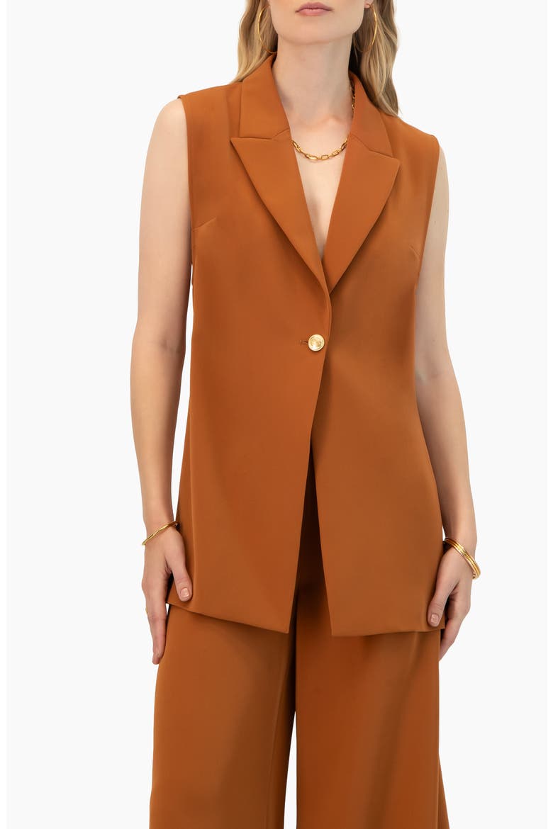Single-button Tailored Vest, Main, color, Brown