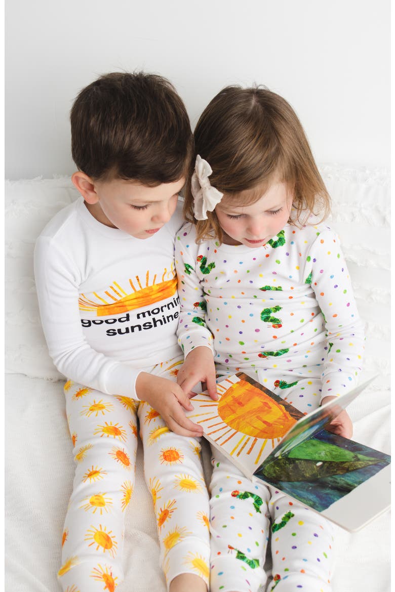 x 'The Very Hungry Caterpillar™' Kids' Fitted Organic Cotton Two-Piece Pajamas, Alternate, color, CATERPILLAR
