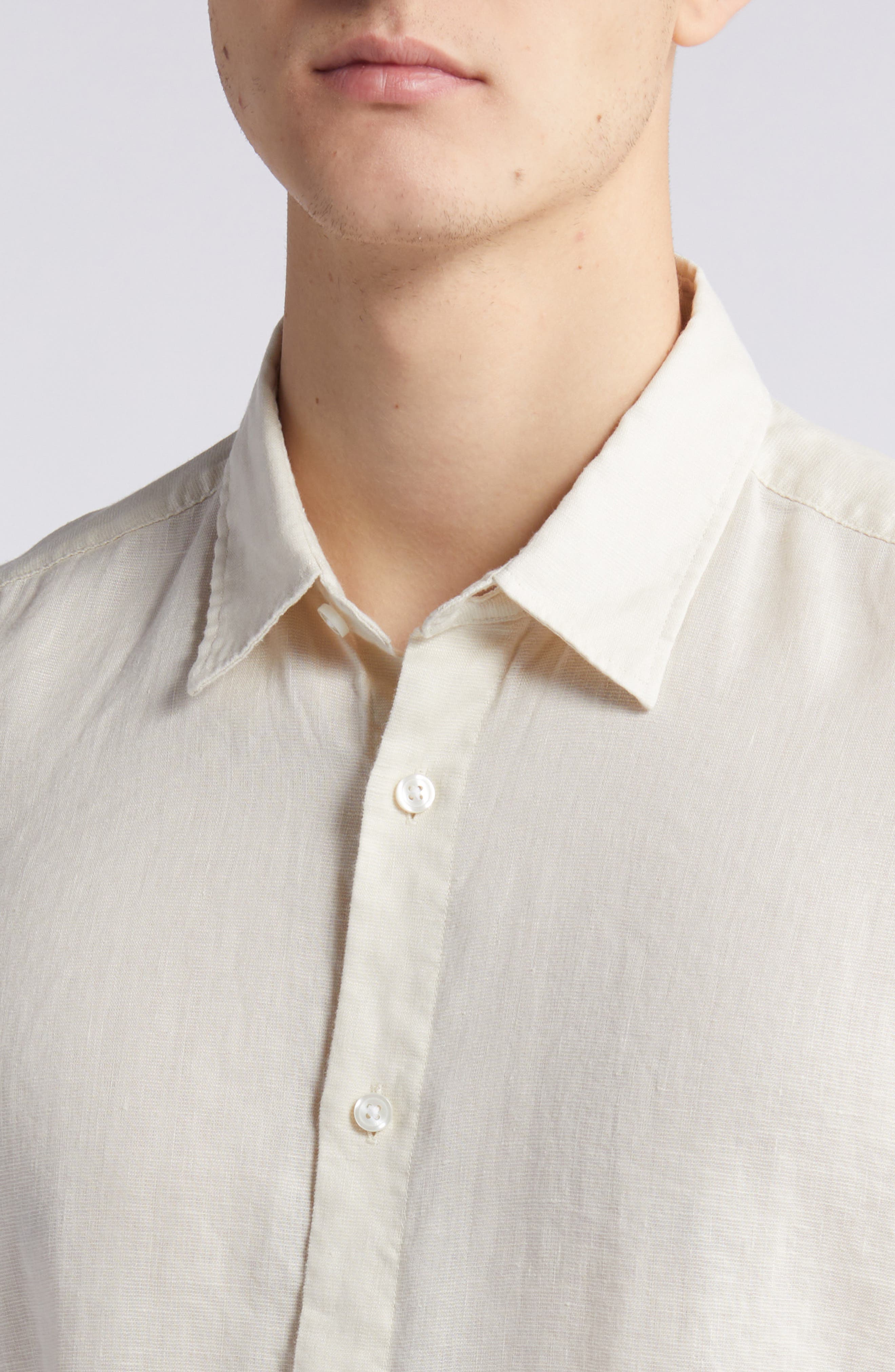 Liam Slim Fit Solid Short Sleeve Linen Blend Button-Up Shirt - image 2