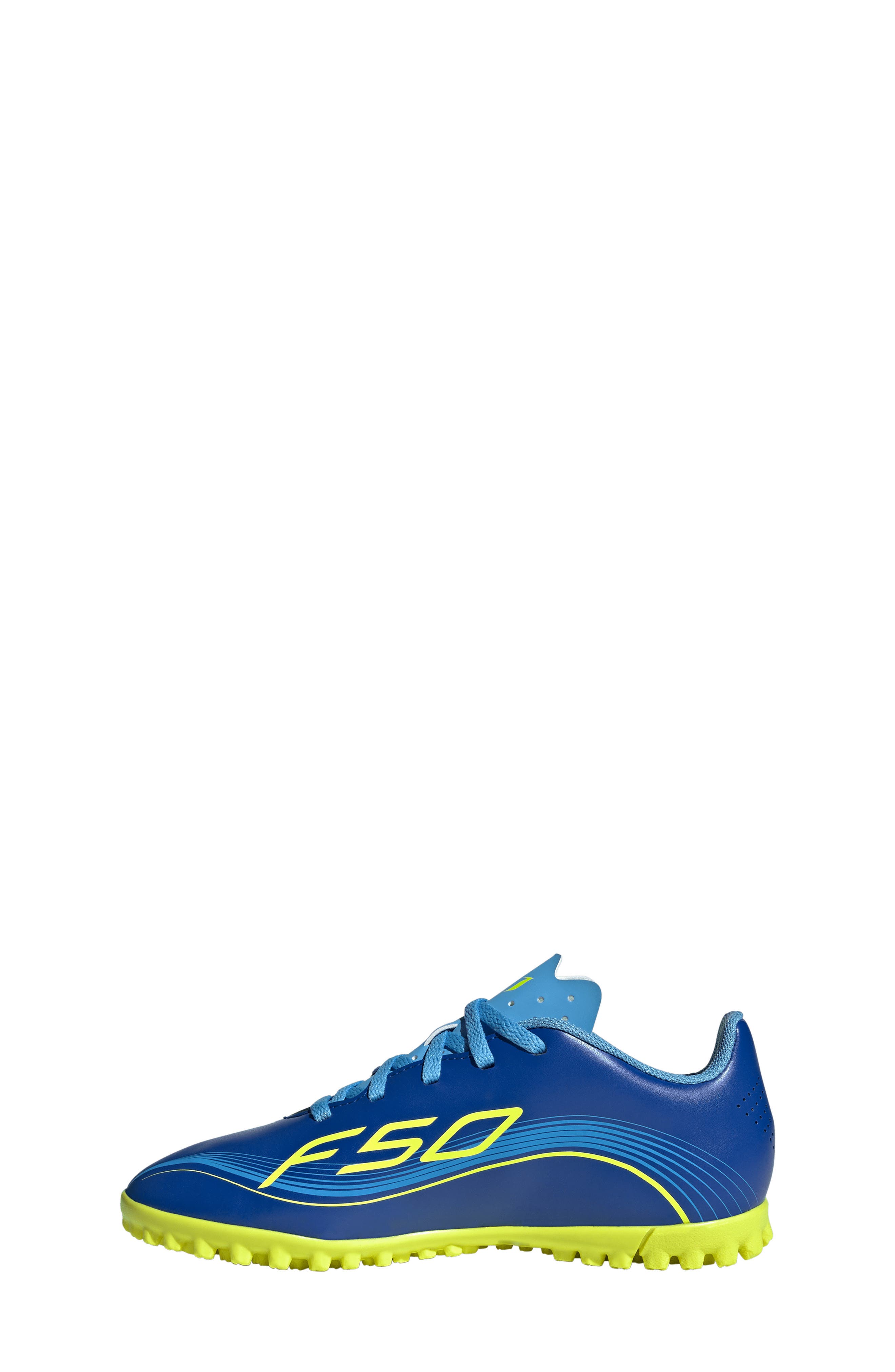 adidas Kids' F50 Messi Club Turf Soccer Shoe, Alternate, color, Team Royal Blue