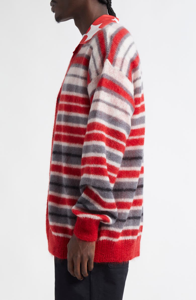 Marni Stripe Mohair Blend Cardigan, Alternate, color, Neutral Grey