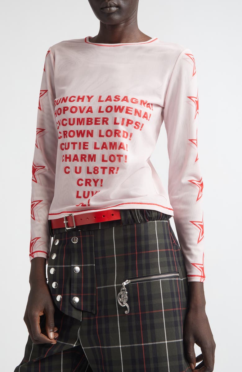 Chopova Lowena Crunchy Lasagna Mesh Top, Alternate, color, White Multi