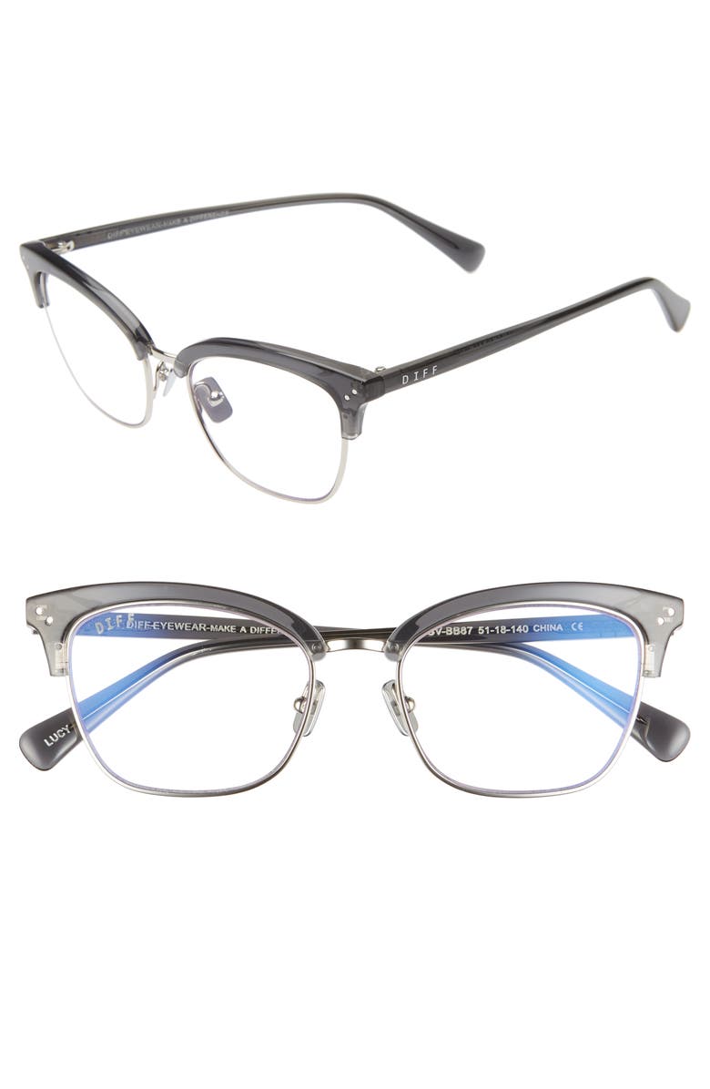 DIFF Lucy 51mm Blue Light Blocking Cat Eye Glasses, Main, color,