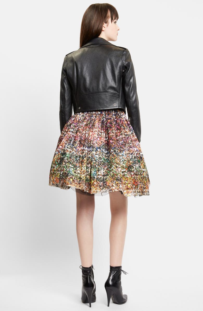 Saint Laurent Crop Leather Moto Jacket, Alternate, color,