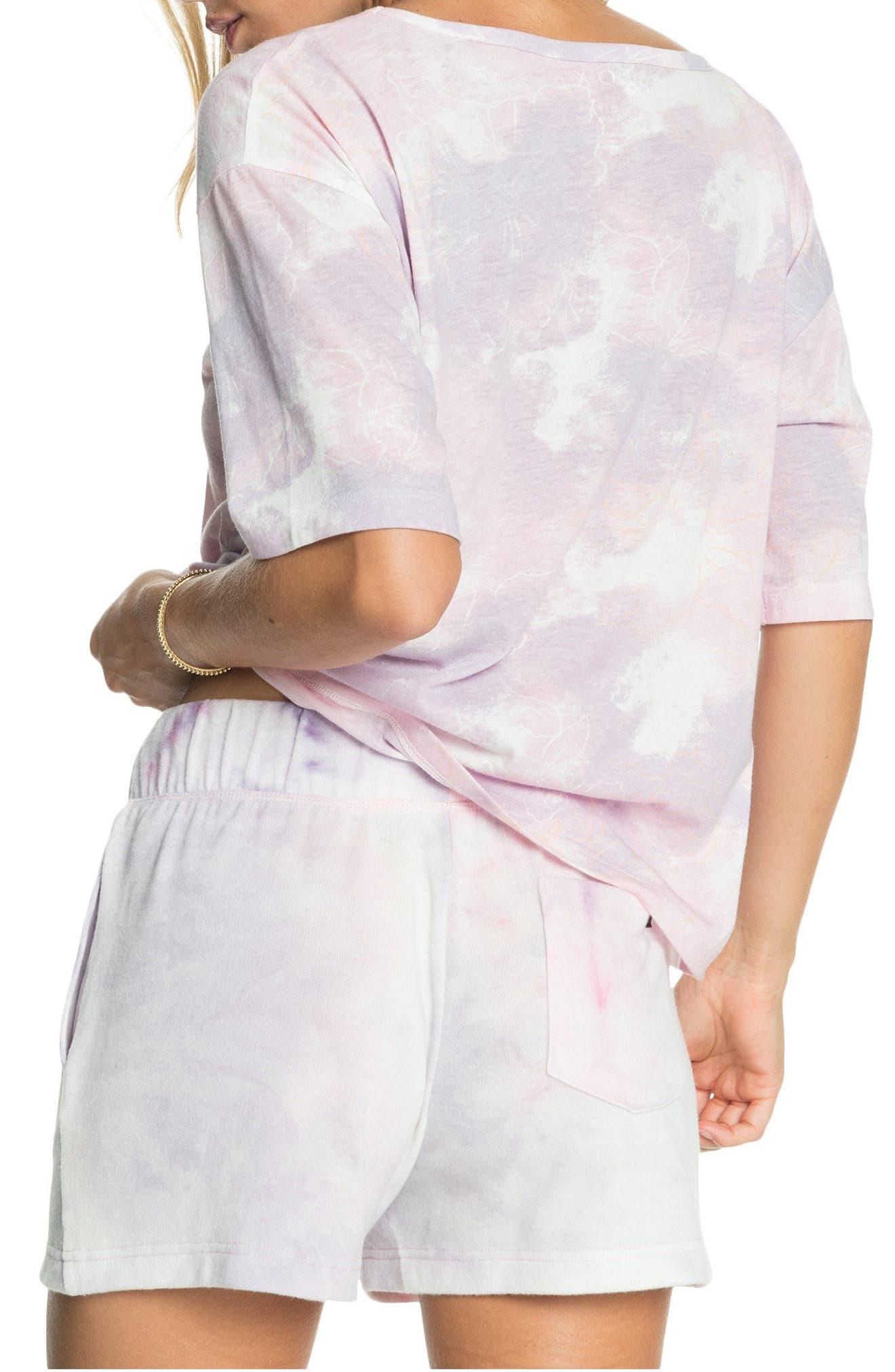 Roxy Magic Hour Tie Dye Fleece Drawstring Shorts (Women) | Nordstrom