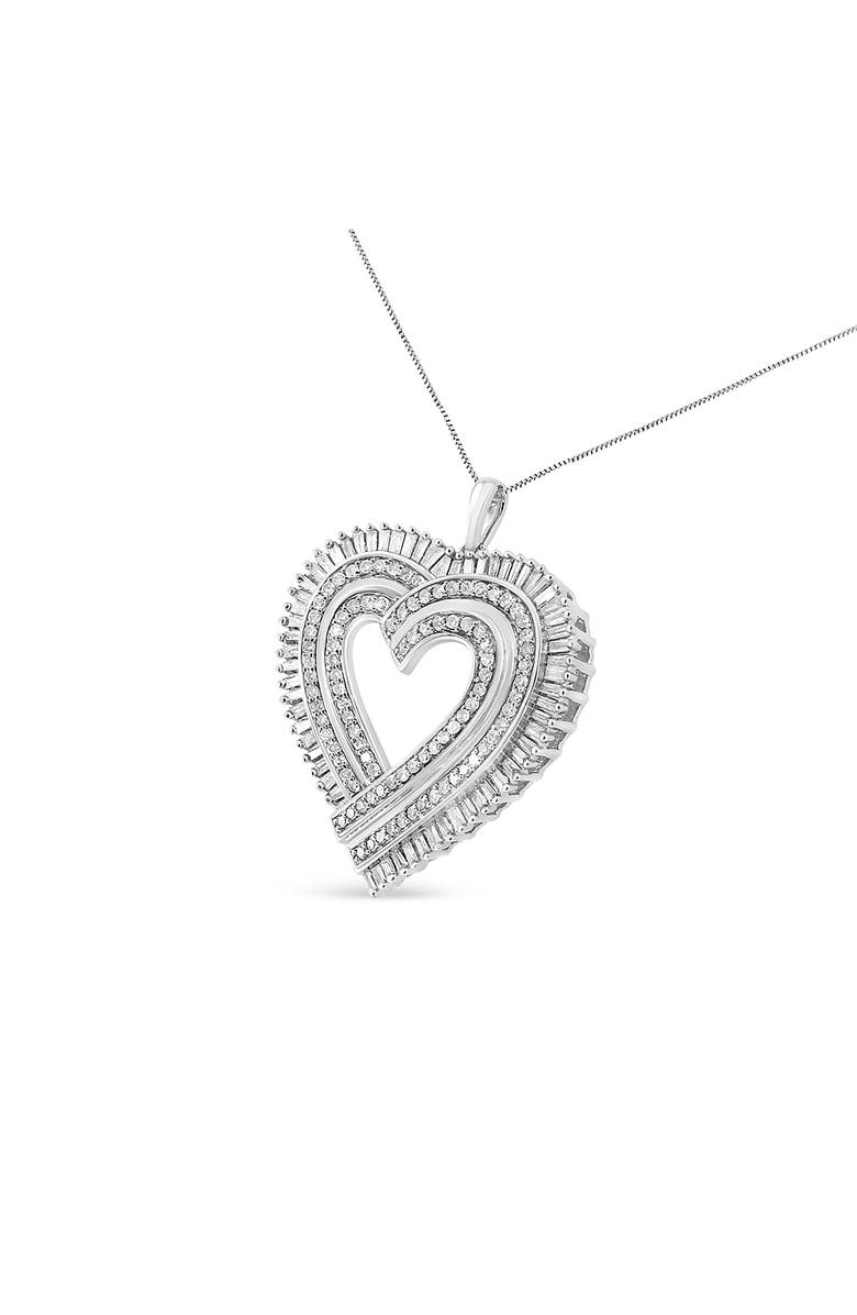 Haus of Brilliance Silver 1 1/4 Cttw Diamond Composite Heart Pendant Necklace, Alternate, color, White