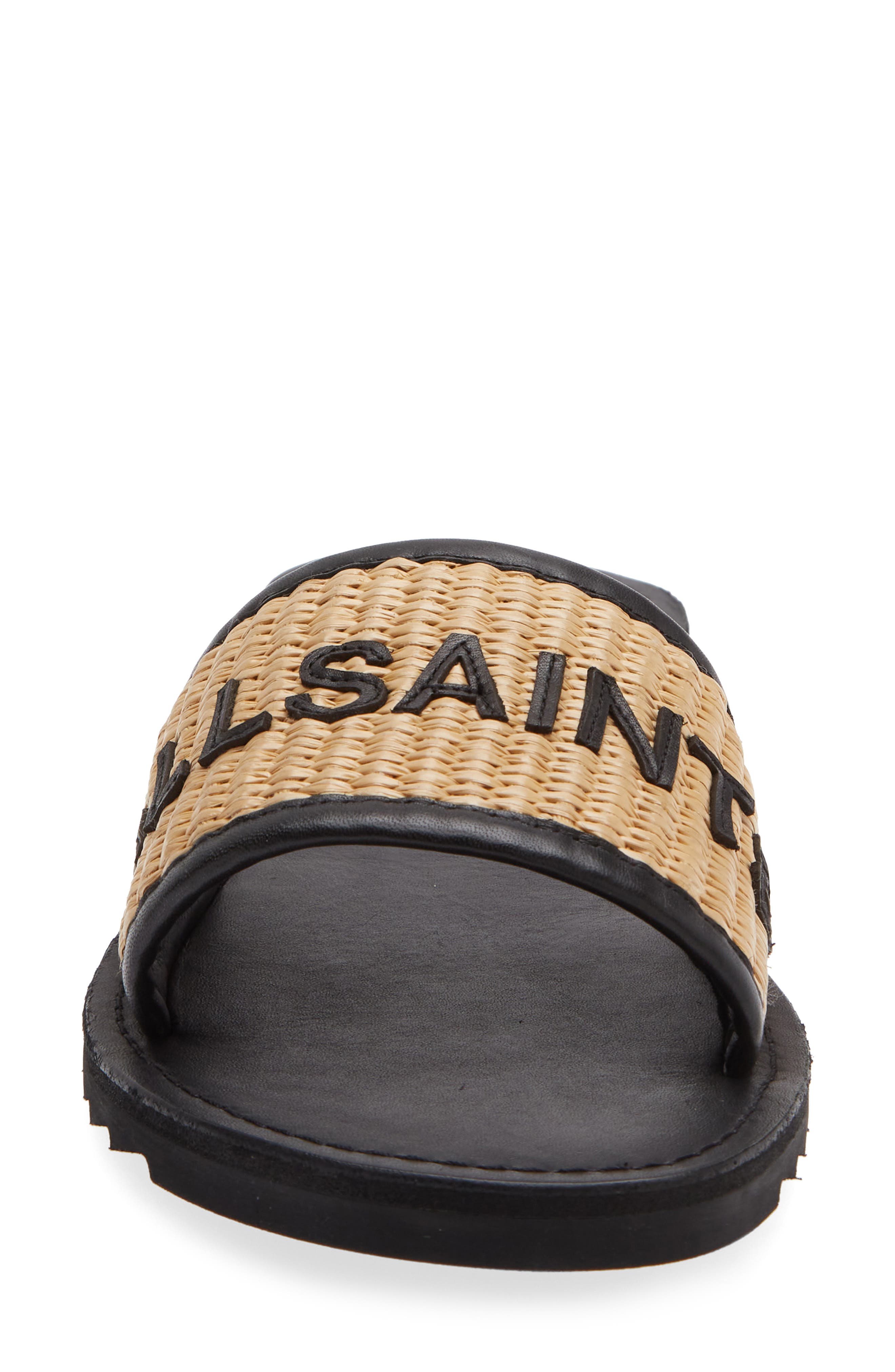 Hoxton Woven Slide Sandal, Alternate, color, BLACK/ NATURAL