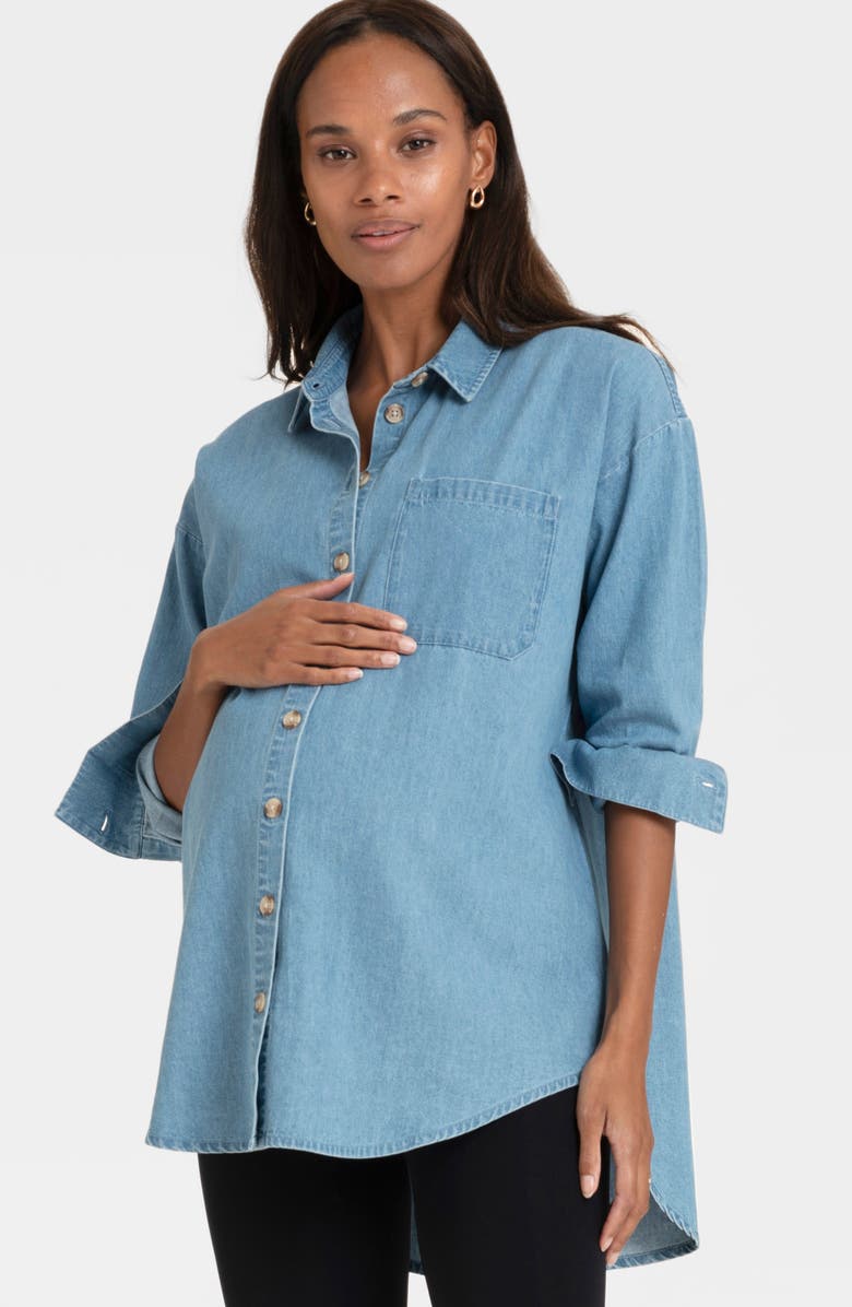 Seraphine Denim Button-Up Maternity Shirt, Alternate, color, 