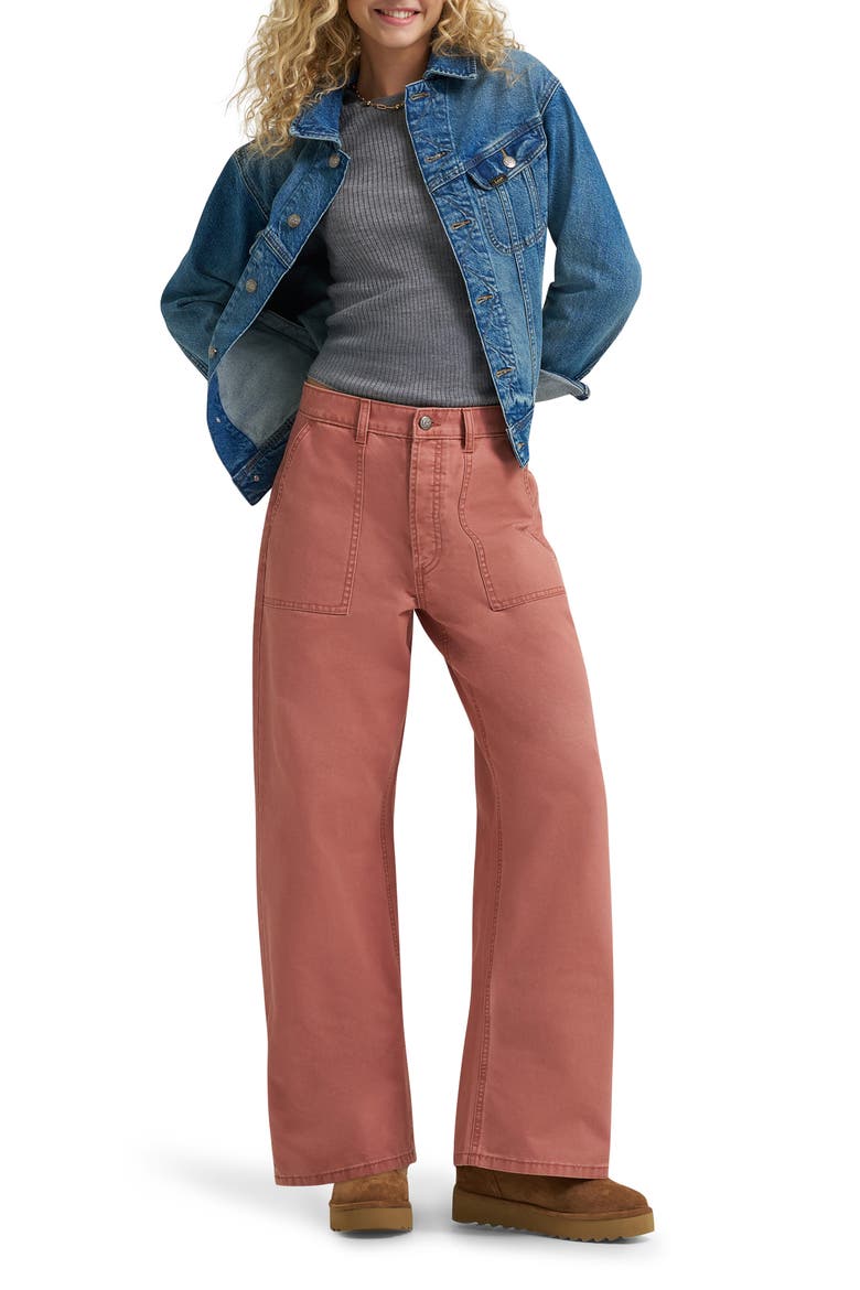 Patch Pocket Slouchy Twill Pants, Alternate, color, DUSTY ROSE